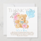 男の子が現れるジェンダーパーティーを待つ サンキューカード (正面)