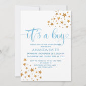 男の子が生まれました！イエロースターズ 男の子ベビーシャワー 招待状 (正面)