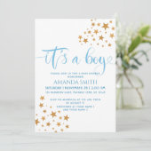 男の子が生まれました！イエロースターズ 男の子ベビーシャワー 招待状 (スタンド正面)