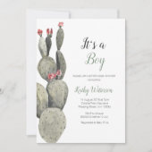 男の子が生まれました！ カクタス ピーチ ベイビー シャワー 招待状 (正面)