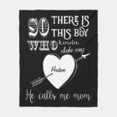 男の子が私のハートを盗んだ彼はママをブラックと呼ぶ フリースブランケット (正面)