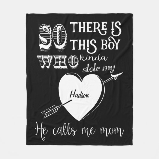 男の子が私のハートを盗んだ彼はママをブラックと呼ぶ フリースブランケット (正面)