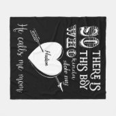 男の子が私のハートを盗んだ彼はママをブラックと呼ぶ フリースブランケット (正面(横))