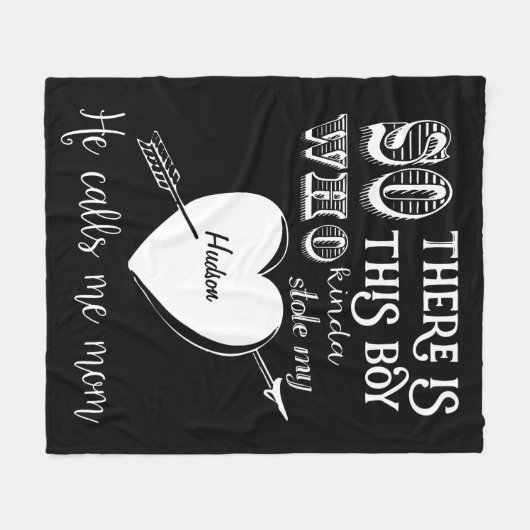 男の子が私のハートを盗んだ彼はママをブラックと呼ぶ フリースブランケット (正面(横))