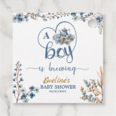 男の子が紅茶を醸造しているパーティー男の子のシャワー フェイバータグ (裏面)