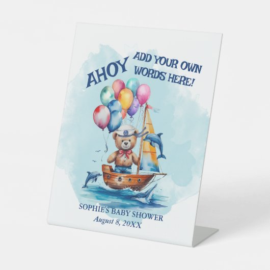 男の子が自分の航海の言葉を加える 台座サイン (正面)