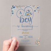 男の子が茶を醸造しているパーティーの赤ちゃんシャワー アクリル招待状 (インサイチュ (ポータブル))