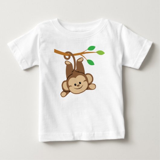 男の子が首を振るサル ベビーTシャツ (正面)