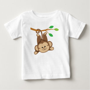 男の子が首を振るサル ベビーTシャツ