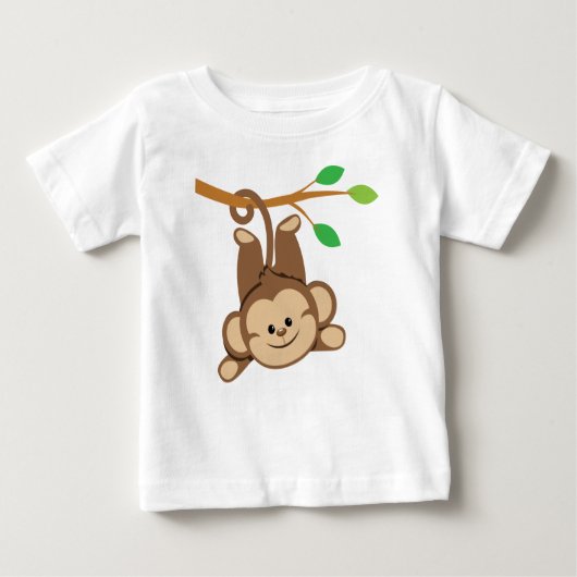 男の子が首を振るサル ベビーTシャツ (正面)
