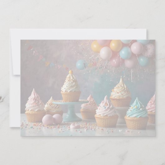 男の子が3歳の誕生日を迎える甘さ 招待状 (裏面)