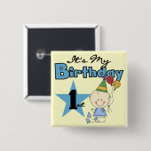 男の子それは私の誕生日のTシャツおよびギフトです 缶バッジ (正面&裏面)