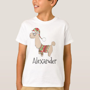 男の子たちがかわいいクリスマスラマと名前 Tシャツ