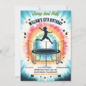 男の子たちクールトランポリン公園13歳の誕生日 招待状 (正面)