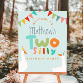 男の子たち間抜け2 Goose 2ndバースデーウェルカムサイン ポスター