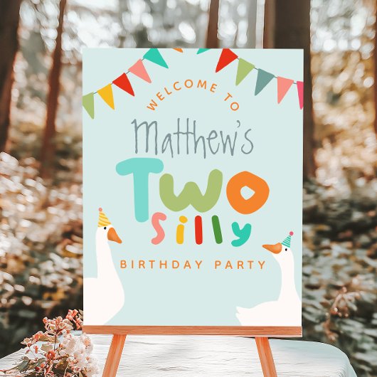 男の子たち間抜け2 Goose 2ndバースデーウェルカムサイン ポスター