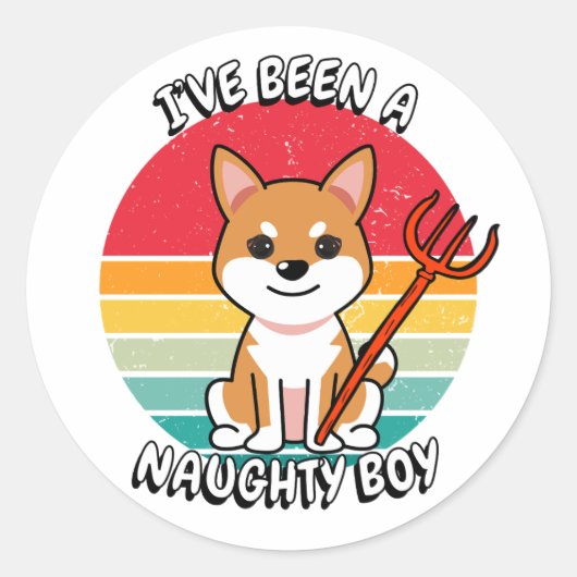 男の子だっいけなた – オレンジ色の犬 ラウンドシール (正面)