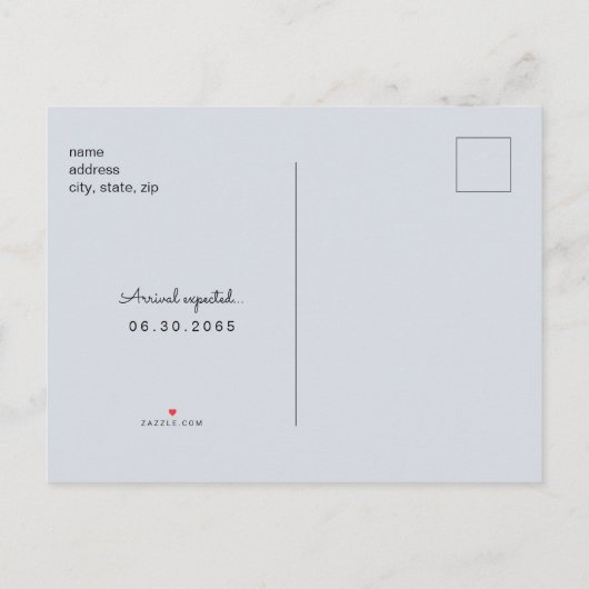 男の子だよ 淡い青の超音波写真 出産発表ポ 案内ポストカード (裏面)