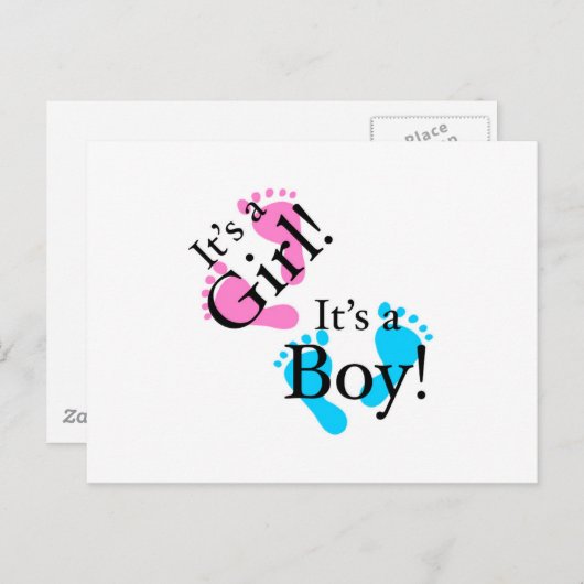 男の子だ女の子だ – 生まれたばかりのベビー 案内ポストカード (正面/裏面)