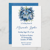 男の子だ!おしゃれ&牡丹ベビーシャワー 招待状 (正面/裏面)