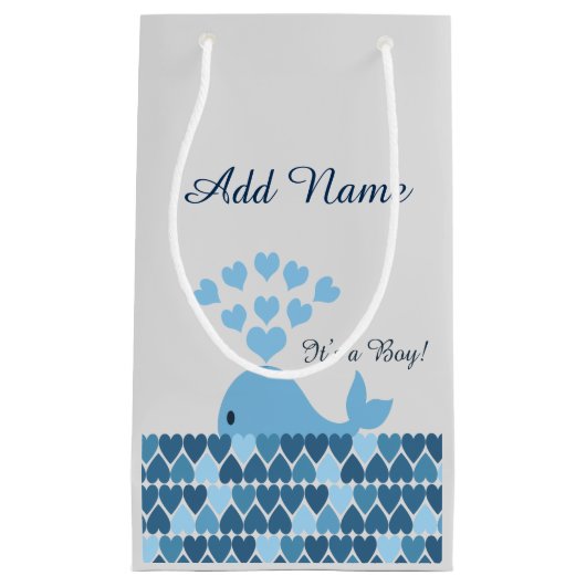 男の子だ!かわいいクジラ スモールペーパーバッグ (正面)
