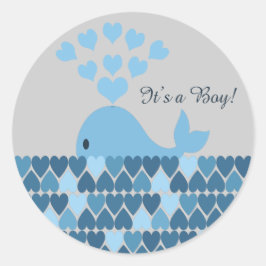 男の子だ！かわいいクジラ ラウンドシール