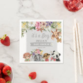 男の子だ！かわいいサファリ動物の赤ちゃんシャワー スタンダードカクテルナプキン (インサイチュ)