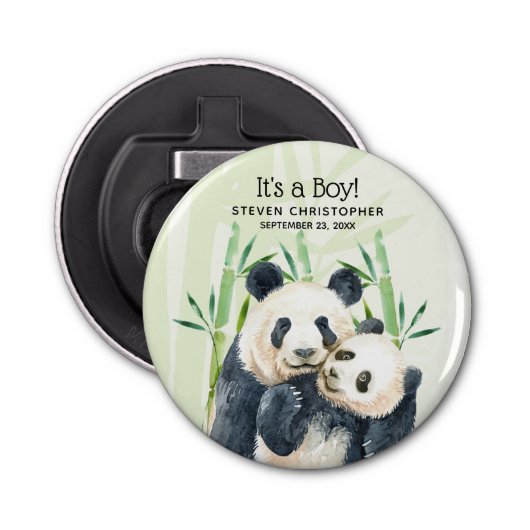 男の子だ！かわいい水の色パンダのベアーカドル 栓抜き (正面)