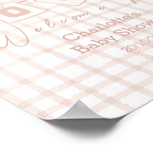 男の子だ!かわいい茶色のギンガムノートへようこそ ポスター (角)