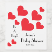 男の子だ! – かわいい赤いハートカスタムの赤ちゃんシャワー ワインラベル (シングルラベル)