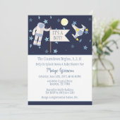 男の子だ！カウントダウン開始 ベビーシャワー | ホワイト 招待状 (スタンド正面)