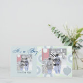 男の子だ！カスタム写真誕生の告知カード 案内状 (スタンド正面)