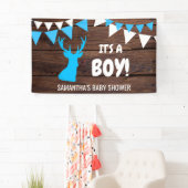 男の子だ!カスタム素朴ロッカベイビーシャワー 横断幕 (インサイチュ)