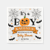「男の子だ」カボチャのハロウィンベイビーシャワー スタンダードカクテルナプキン (正面)