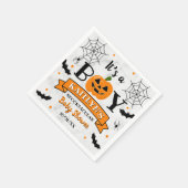 「男の子だ」カボチャのハロウィンベイビーシャワー スタンダードカクテルナプキン (角)