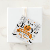 「男の子だ」カボチャのハロウィンベイビーシャワー フェイバータグ (インサイチュ)