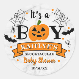 「男の子だ」カボチャのハロウィンベイビーシャワー ラウンドシール