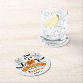 「男の子だ」カボチャのハロウィンベイビーシャワー ラウンドペーパーコースター (インサイチュ)