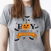 「男の子だ」カボチャのハロウィンベイビーシャワー Tシャツ
