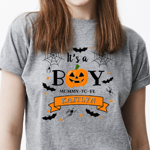 「男の子だ」カボチャのハロウィンベイビーシャワー Tシャツ