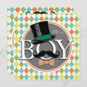 男の子だ!カラフルアーガイル 招待状 (正面/裏面)