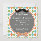 男の子だ!カラフルアーガイル 招待状 (裏面)