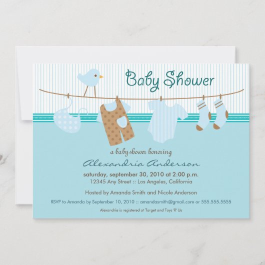 男の子だ!クロステラインベビーシャワー招待状 招待状 (正面)