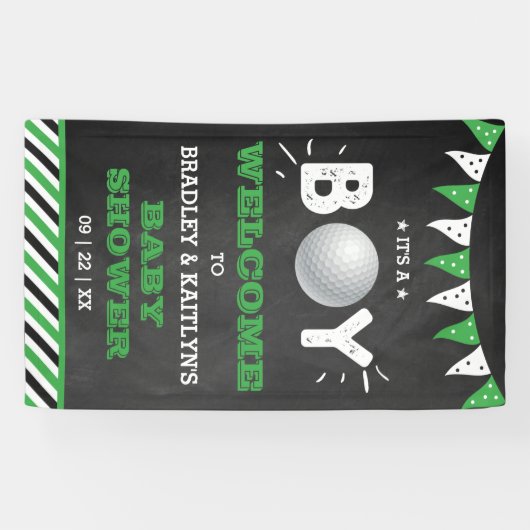 男の子だ！ゴルフをテーマにしたベビーシャワーへようこそ 横断幕 (横)