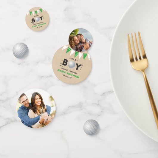 男の子だ!ゴルフをテーマにした共同ベビーシャワー写真 コンフェッティ (グループ)