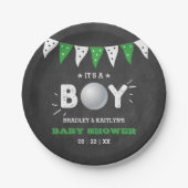 男の子だ!ゴルフをテーマにした共同ベビーシャワー ペーパープレート (正面)