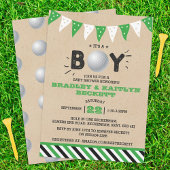 男の子だ!ゴルフをテーマにした共同ベビーシャワー 招待状