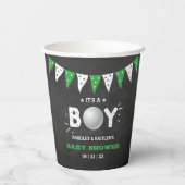 男の子だ！ゴルフをテーマにした共同ベビーシャワー 紙コップ (裏面)