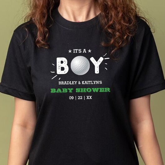男の子だ!ゴルフをテーマにした共同ベビーシャワー Tシャツ
