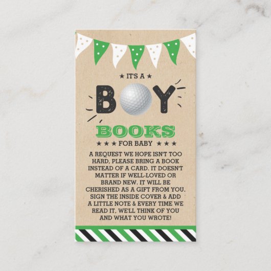 男の子だ!ゴルフをテーマにした赤ちゃんシャワー予約リクエスト エンクロージャーカード (正面)